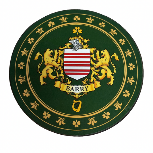 Barry Family Surname Crest Coaster