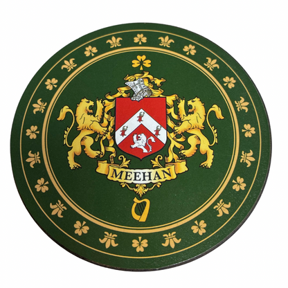 Meehan Family Surname Crest Coaster