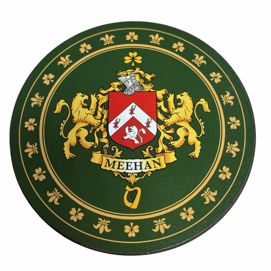 Meehan Family Surname Crest Coaster