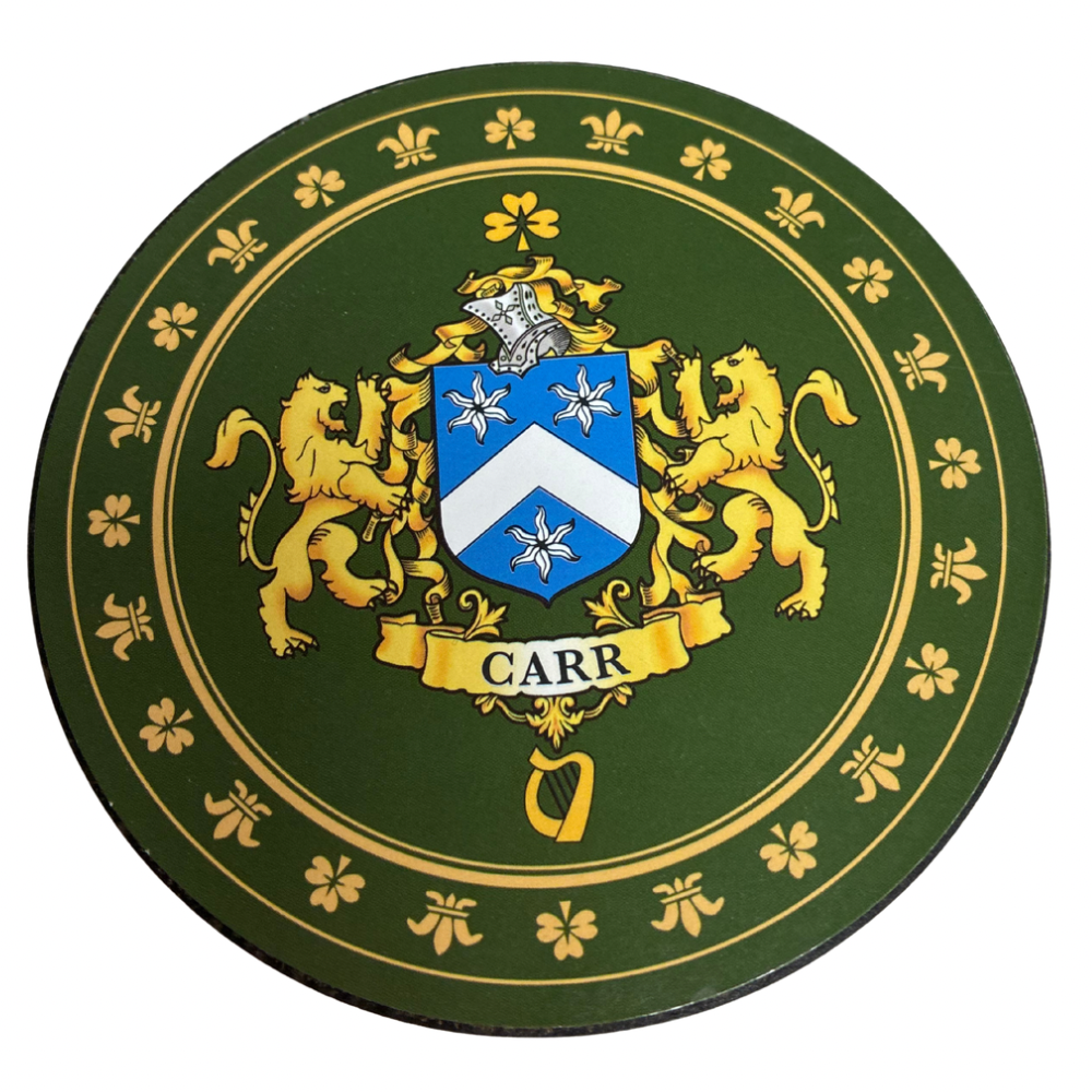 Carr Family Surname Crest Coaster