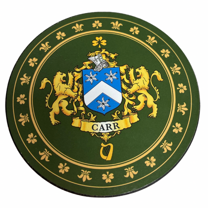 Carr Family Surname Crest Coaster