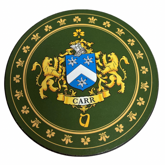 Carr Family Surname Crest Coaster