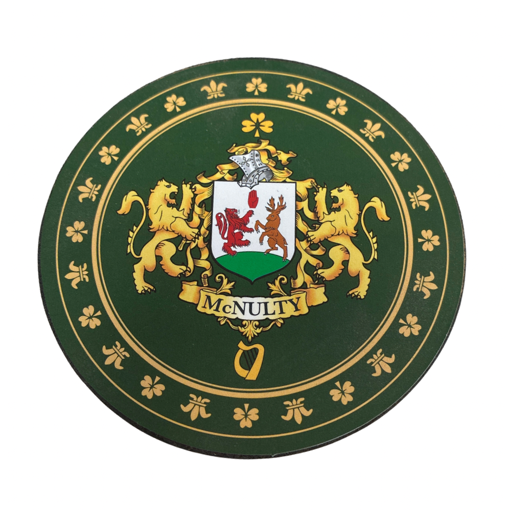 McNulty Family Surname Crest Coaster