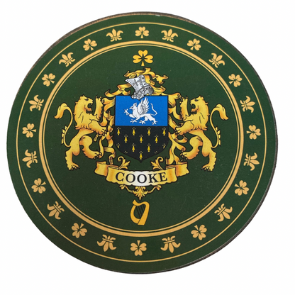 Cooke Family Surname Crest Coaster