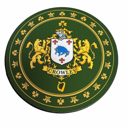 Crowley Family Surname Crest Coaster