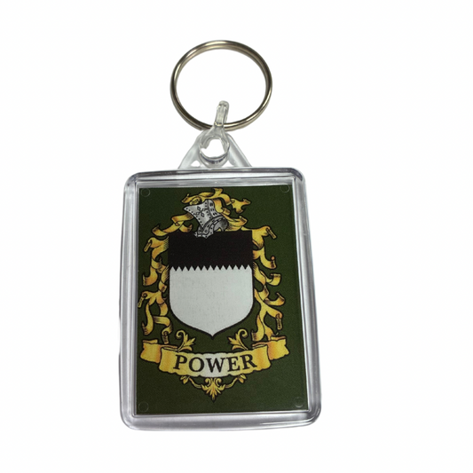 Power Surname Family Crest Keyring