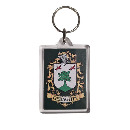 Geraghty Surname Family Crest Keyring