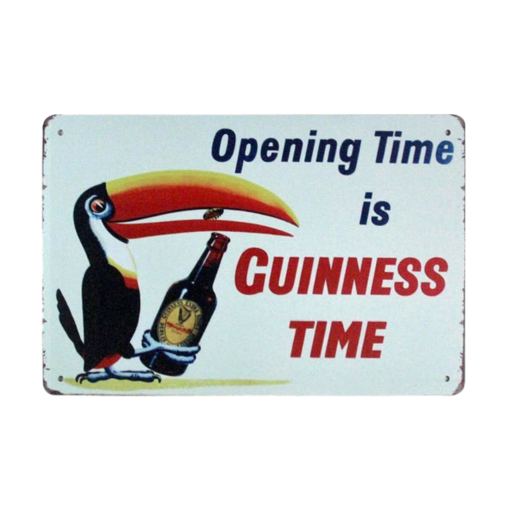 Opening Time Is Guinness Time Toucan Metal Sign