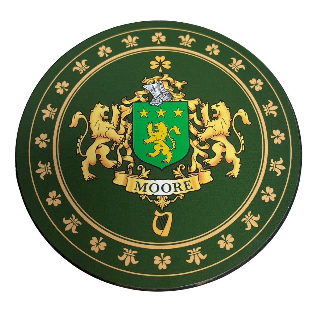 Moore Family Surname Crest Coaster