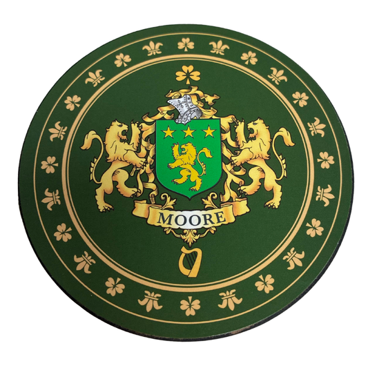 Moore Family Surname Crest Coaster