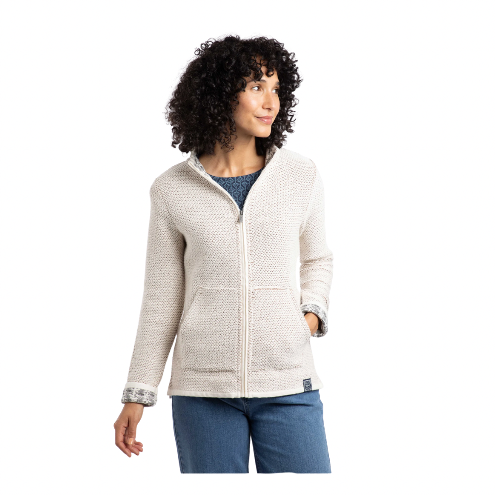 Weird Fish Women’s Sontee Full Zip Macaroni Sweatshirt Ecru