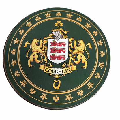 Coughlan Family Surname Crest Coaster