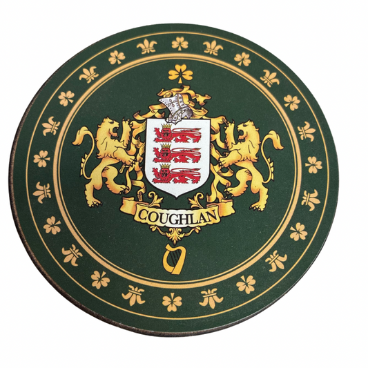 Coughlan Family Surname Crest Coaster