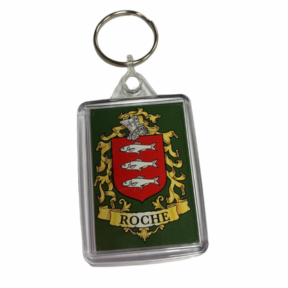 Roche Surname Family Crest Keyring