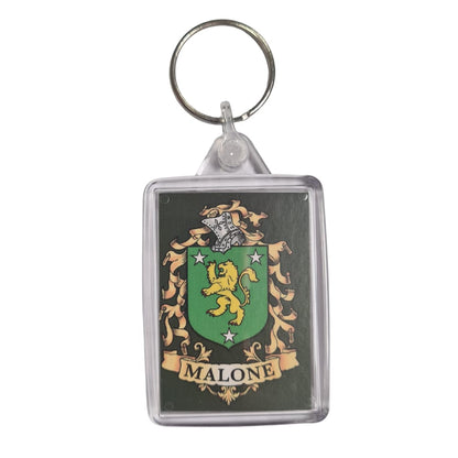 Malone Surname Family Crest Keyring