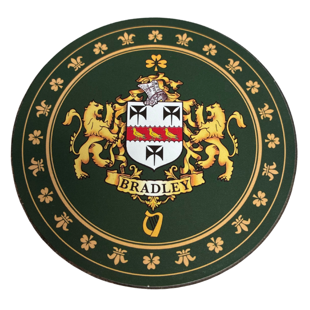 Bradley Family Surname Crest Coaster