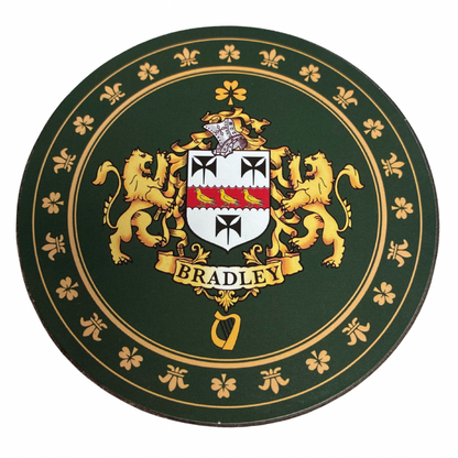 Bradley Family Surname Crest Coaster