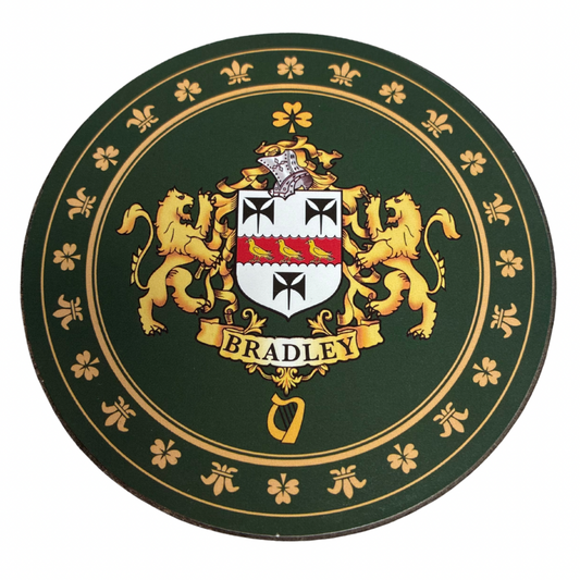 Bradley Family Surname Crest Coaster