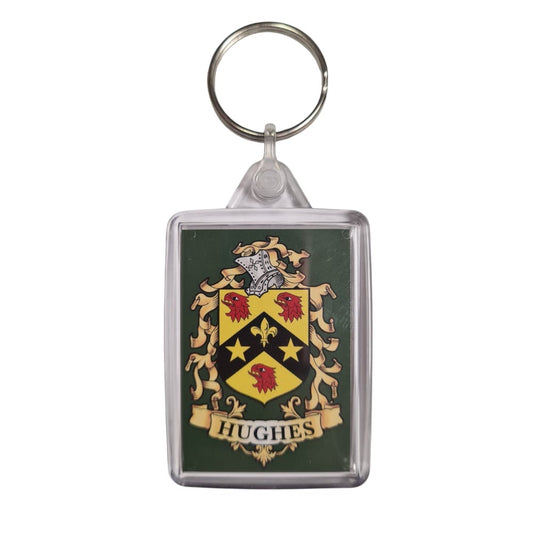 Hughes Surname Family Crest Keyring