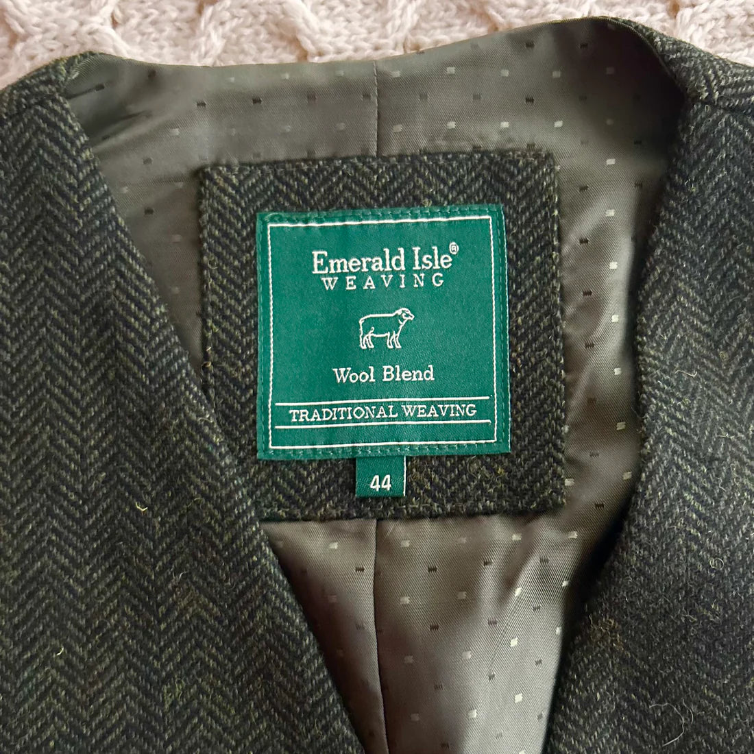 Emerald Isle Men's Tweed Herringbone Waistcoat Olive Green