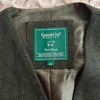 Emerald Isle Men's Tweed Herringbone Waistcoat Olive Green