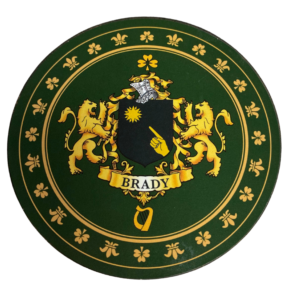 Brady Family Surname Crest Coaster