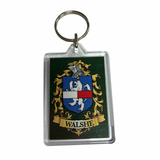 Walshe Surname Family Crest Keyring