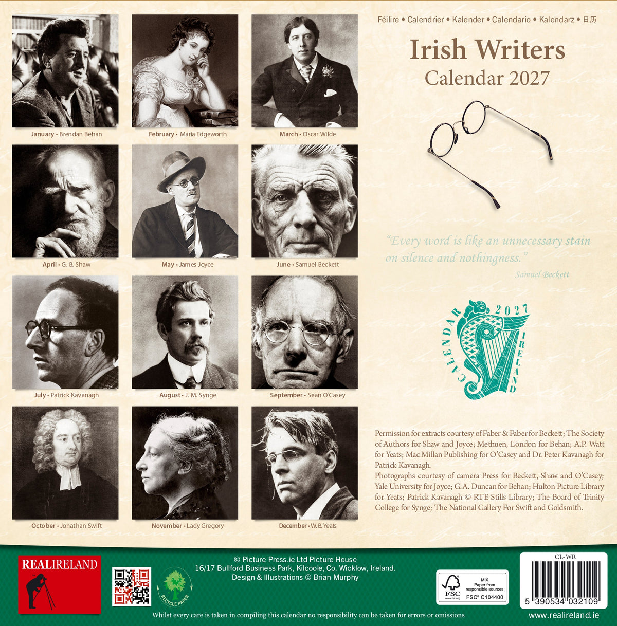 Irish Writers Calendar 2027