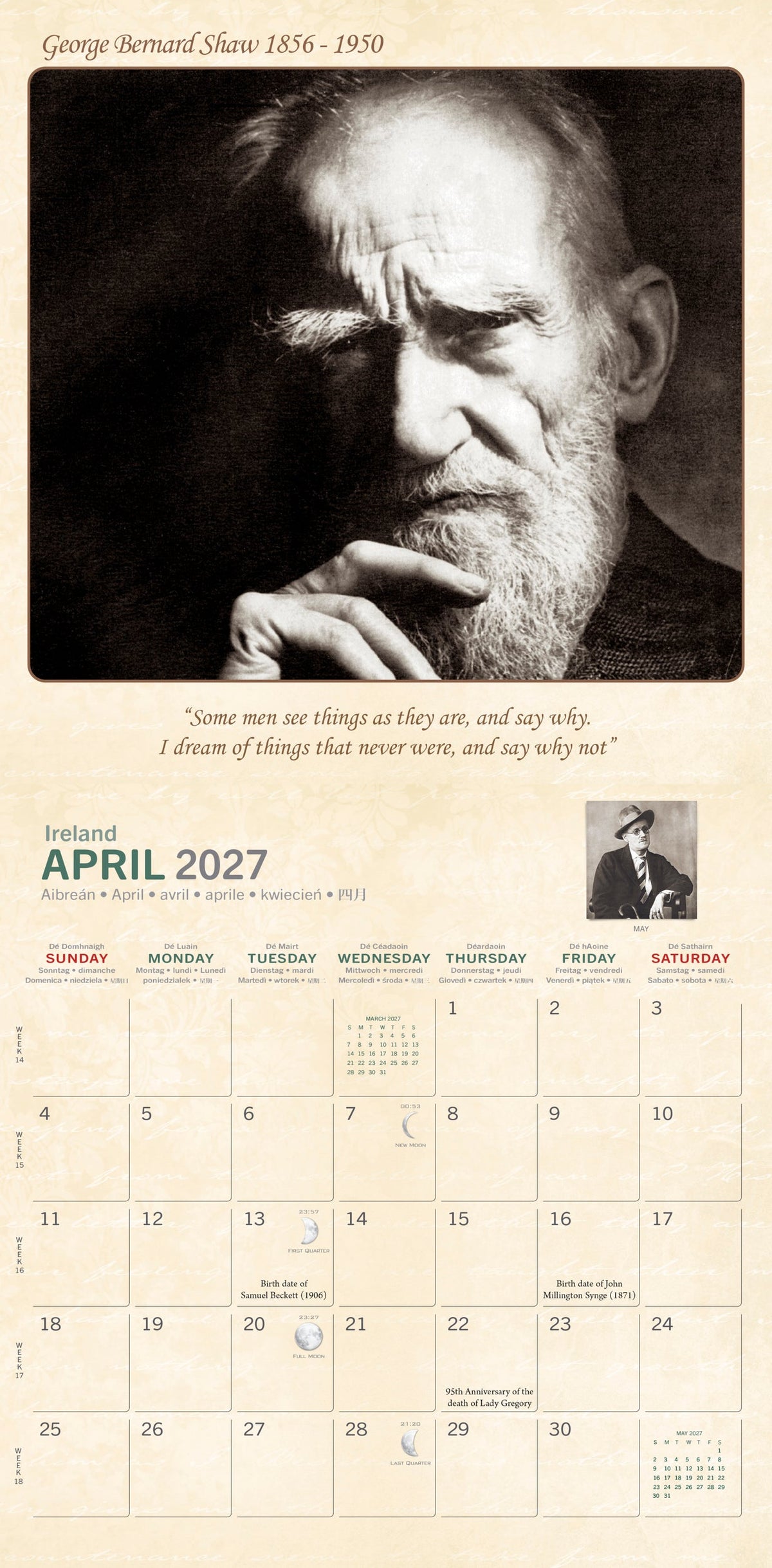 Irish Writers Calendar 2027