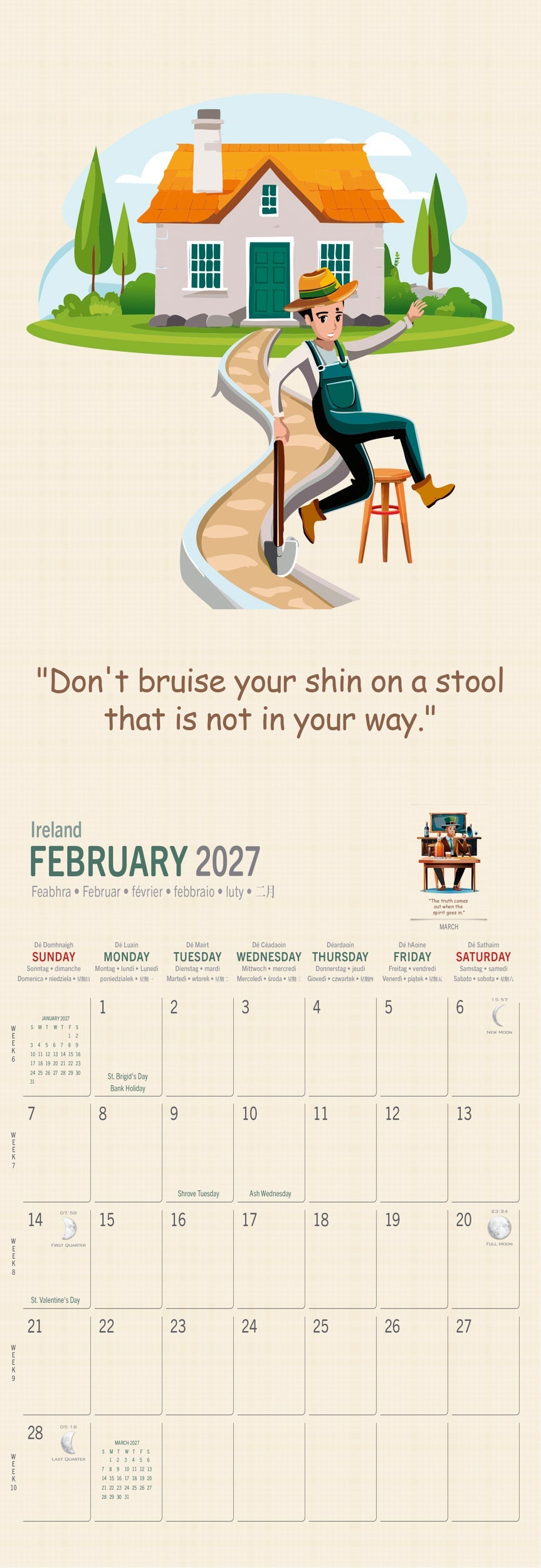 Slim Irish Proverbs Calendar 2027