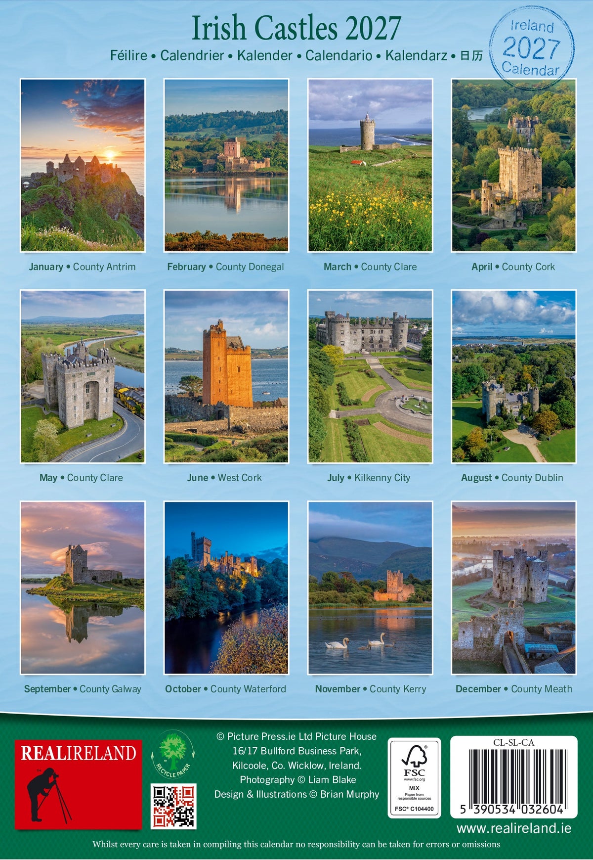 Slim Irish Castles Calendar 2027