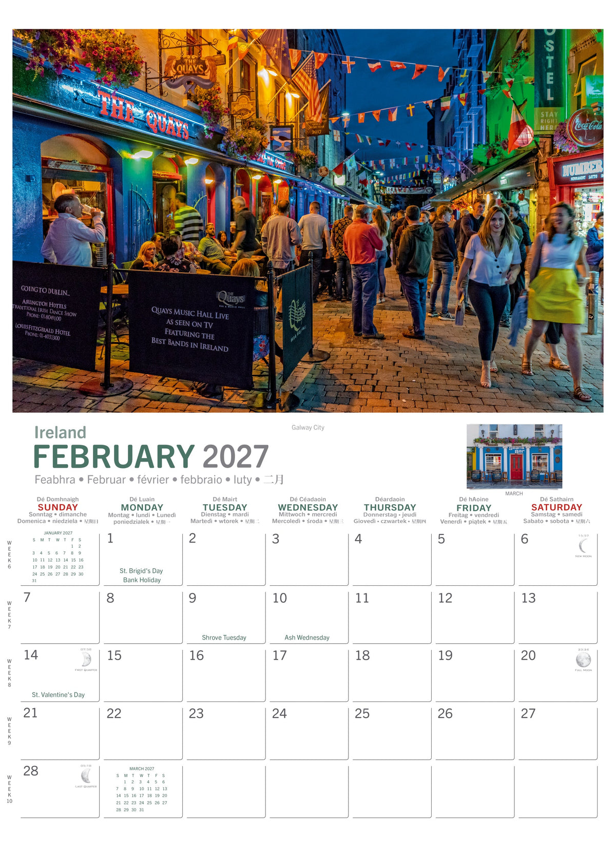 Irish Pubs Calendar 2027