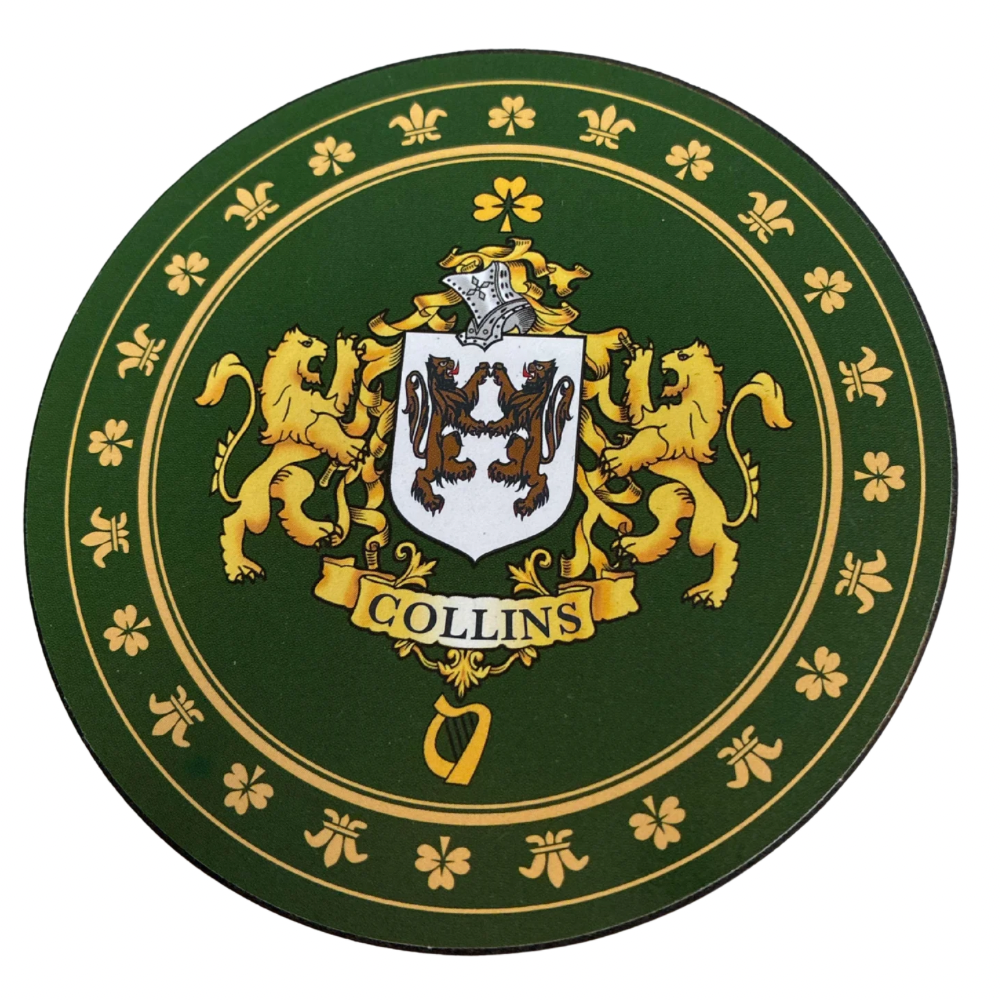 Collins Family Surname Crest Coaster
