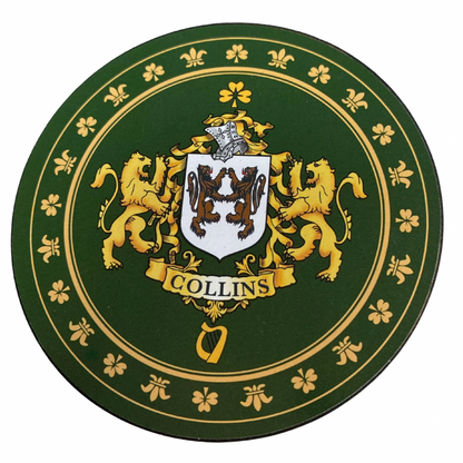 Collins Family Surname Crest Coaster