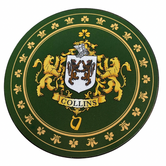 Collins Family Surname Crest Coaster