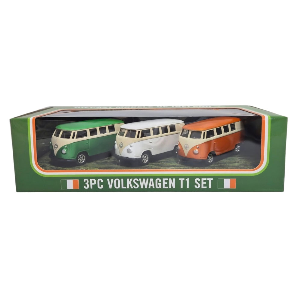 Diecast 3PC Ireland Volkswagen T1 Set Green White Orange