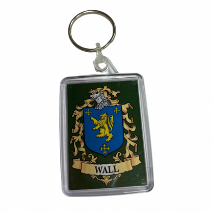 Wall Surname Family Crest Keyring