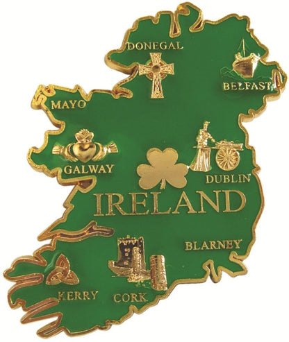 Metal Ireland Map Fridge Magnet