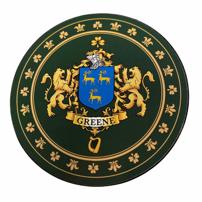 Greene Family Surname Crest Coaster