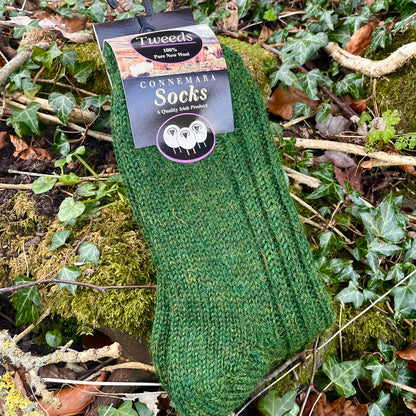 Connemara Merino Wool Green Tweed Socks