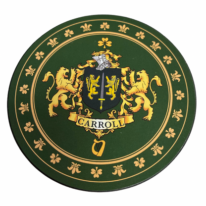 Carroll Family Surname Crest Coaster