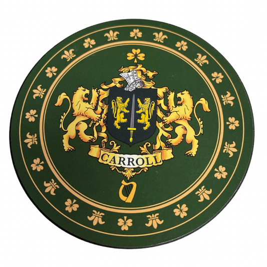 Carroll Family Surname Crest Coaster
