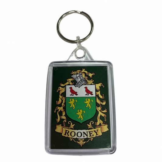 Rooney Surname Family Crest Keyring