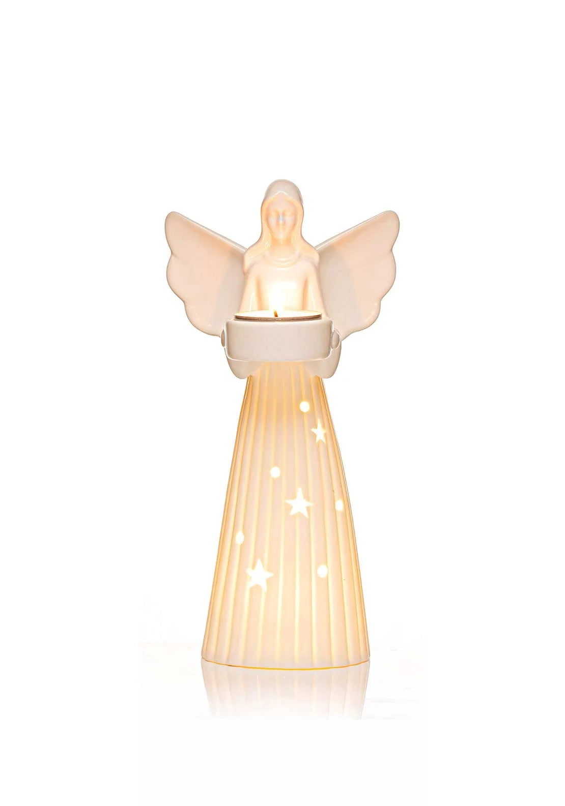Newgrange Living White Ceramic Angel With Tealight Holder in gift box