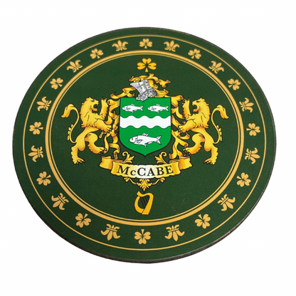 McCabe Family Surname Crest Coaster