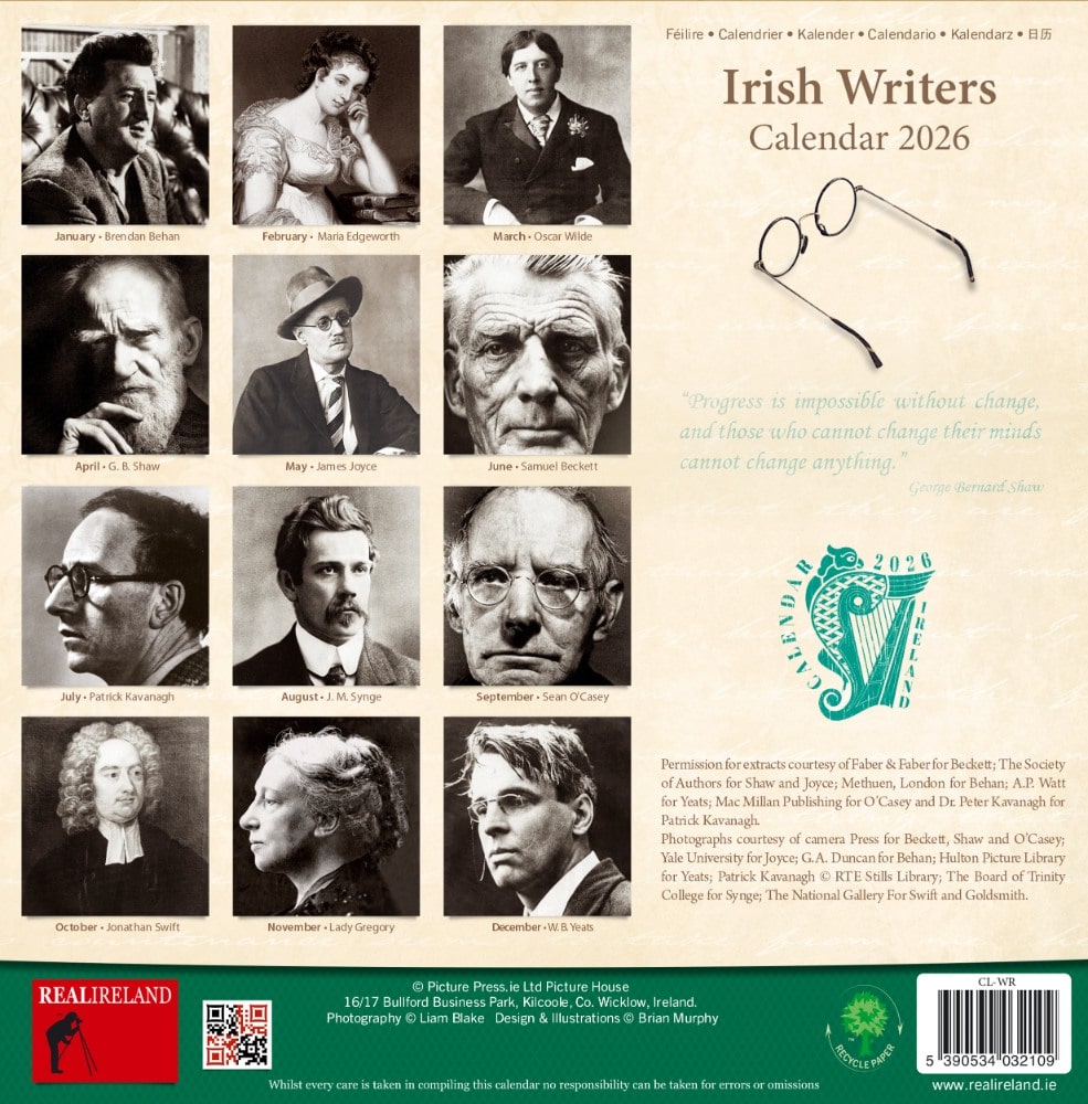 Irish Writers Calendar 2026