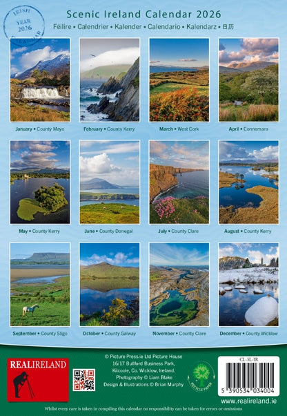 Scenic Ireland Slim Calendar 2026