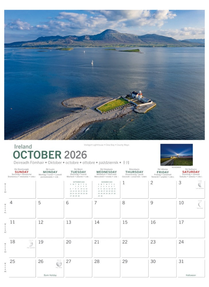 Irish Lighthouses A4 Calendar 2026