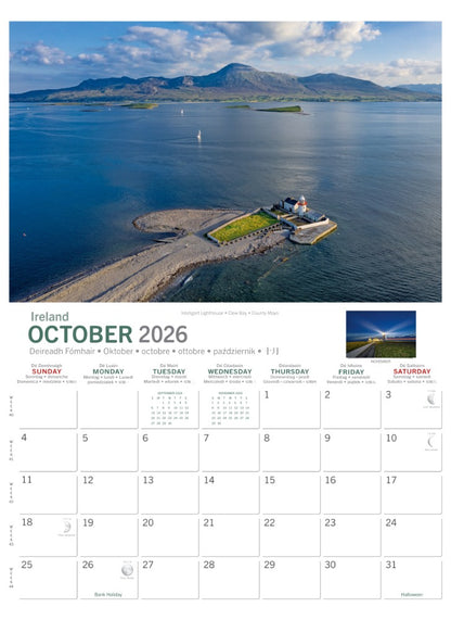 Irish Lighthouses A4 Calendar 2026