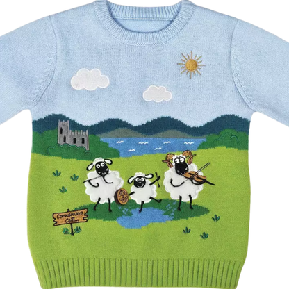 Children’s Irish Sheep Knitted Blue Boys Jumper